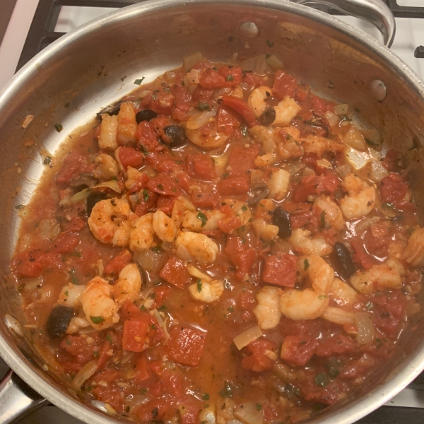 Fire Roasted Tomato and Feta Pasta with Shrimp