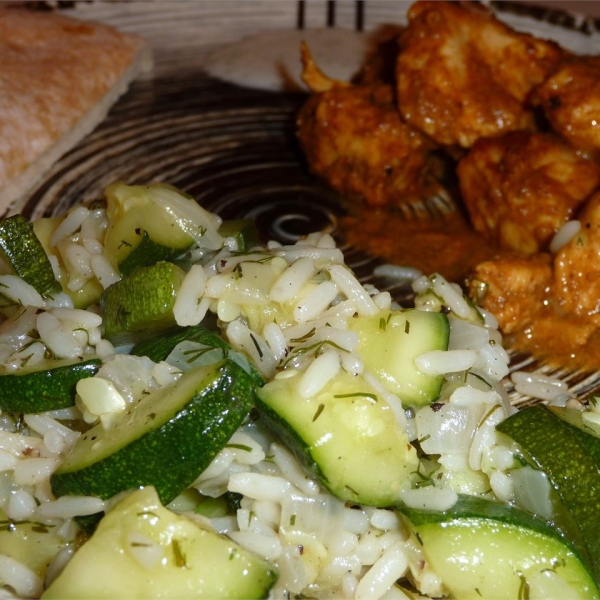 Zucchini with Dill Weed and Garlic-Yogurt Sauce