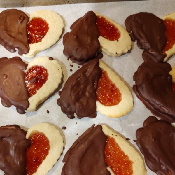 Old Fashioned Butter Valentine Cookies Dipped in Chocolate