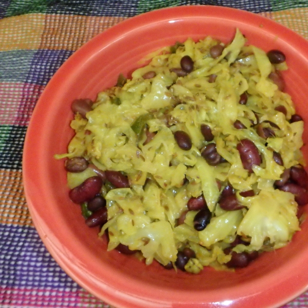 Spiced Indian Cabbage with Beans