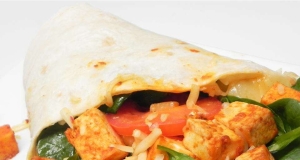 Spicy Baked Tofu and Spinach Wrap