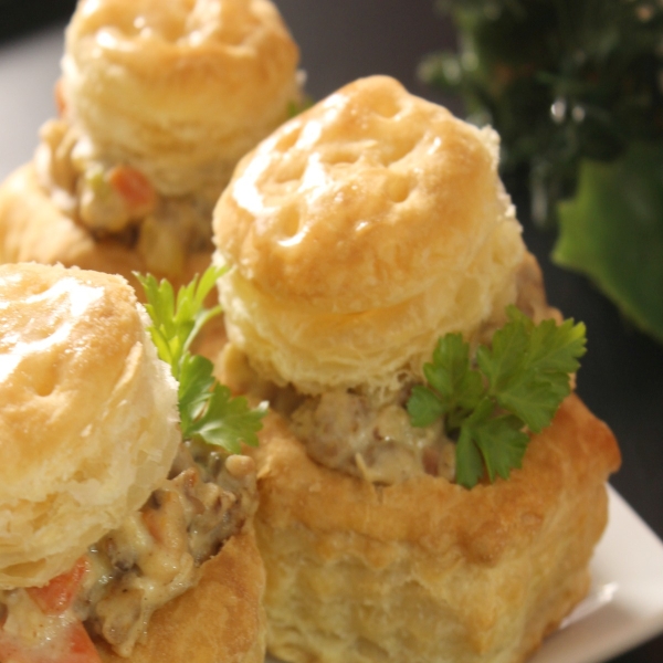 Sausage and Chicken Puff Pastry Shells