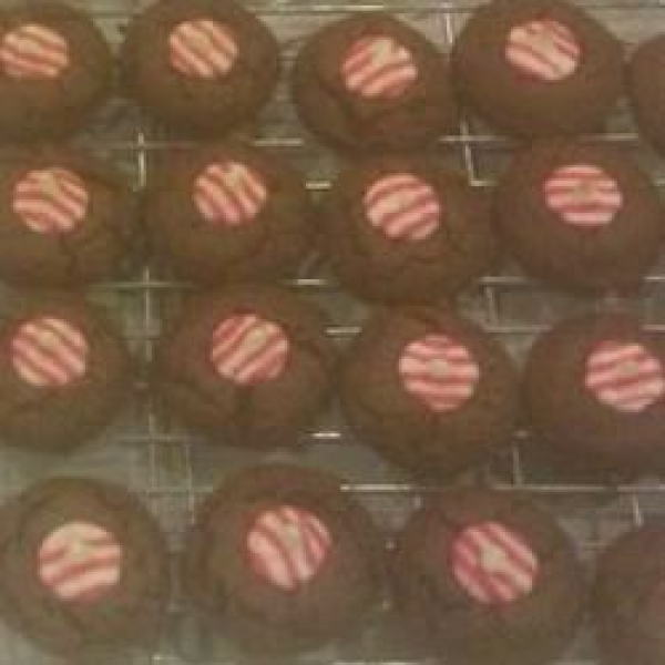 Double Chocolate-Candy Cane Kiss Cookies