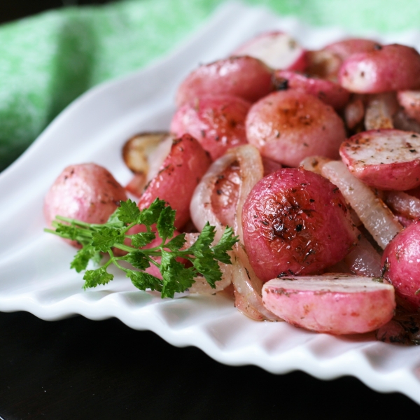 Roasted Radishes with Onions