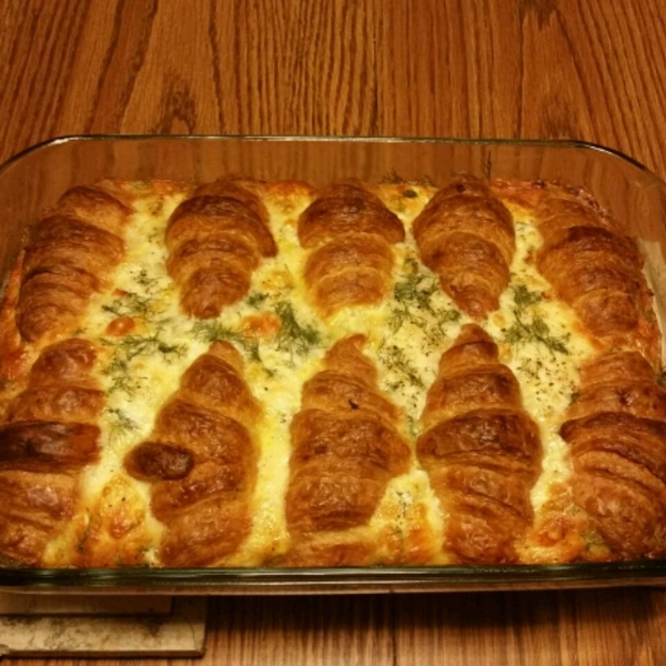 Croissant and Salmon Breakfast Casserole
