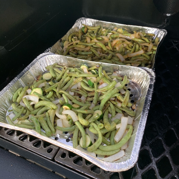 Grilled Green Beans and Onions