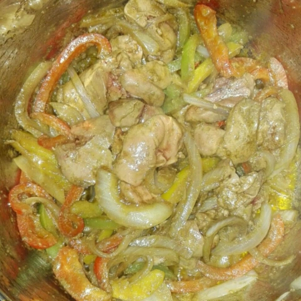 Savory Chicken Livers with Sweet Peppers and Onions