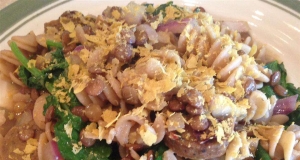 Vegan Lentil, Kale, and Red Onion Pasta