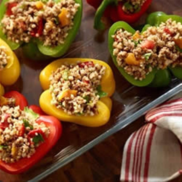 Stuffed Peppers with Ancient Grains and Roasted Peppers