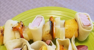 Ham and Veggie Crepe Kebabs