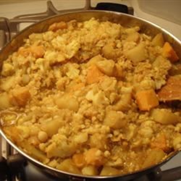 Curried Squash, Garbanzo Bean, and Potato Stew