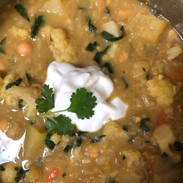 Curried Squash, Garbanzo Bean, and Potato Stew