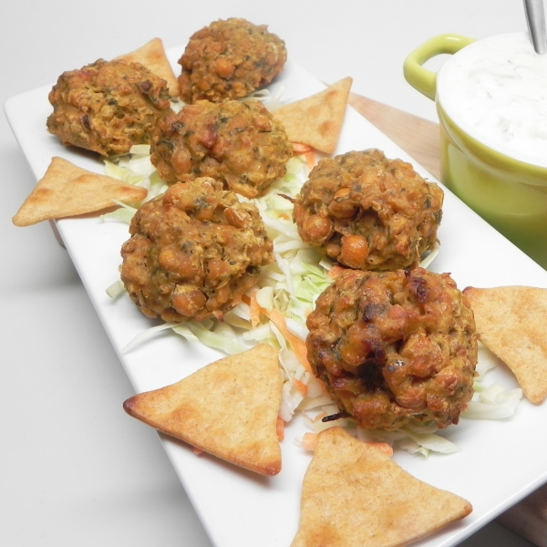 Easy Baked Falafel with Cucumber-Yogurt Sauce