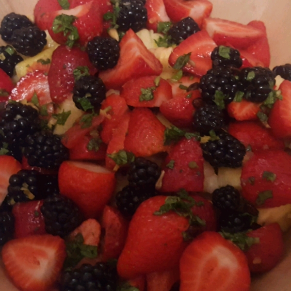 Summer Fruit Salad with a Lemon, Honey, and Mint Dressing