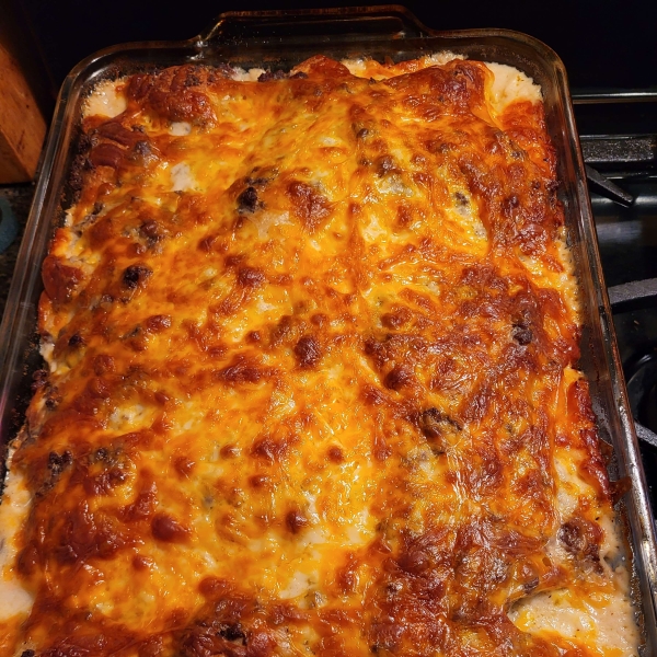 Breakfast Casserole with Biscuits and Gravy