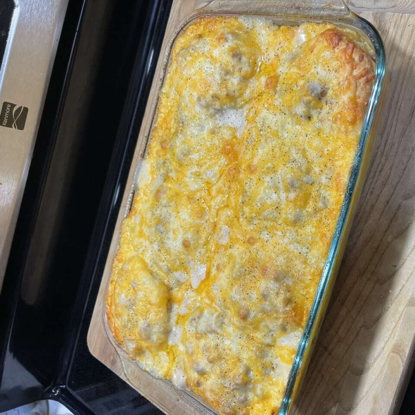 Breakfast Casserole with Biscuits and Gravy