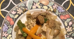 Chicken Chorizo on Quinoa with Peppers