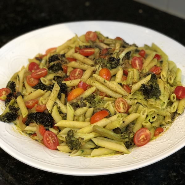 Vegan Avocado Pasta with Blackened Vegetables