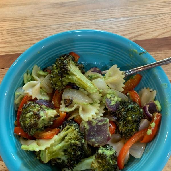 Vegan Avocado Pasta with Blackened Vegetables