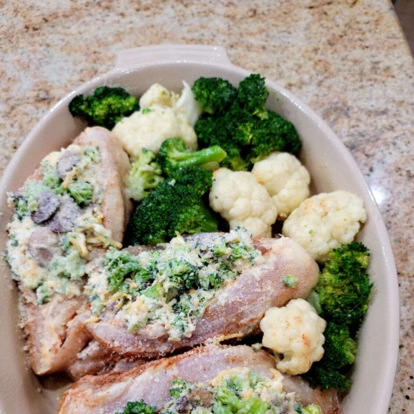 Mushroom, Broccoli, and Cheese Stuffed Chicken
