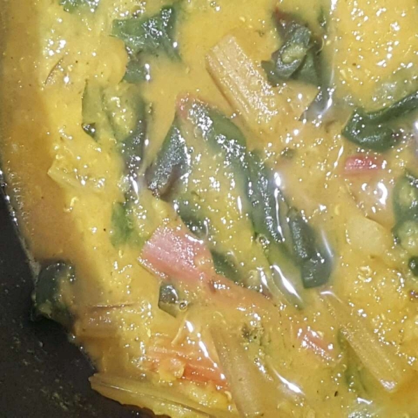 Fragrant Red Lentil and Rainbow Chard Soup