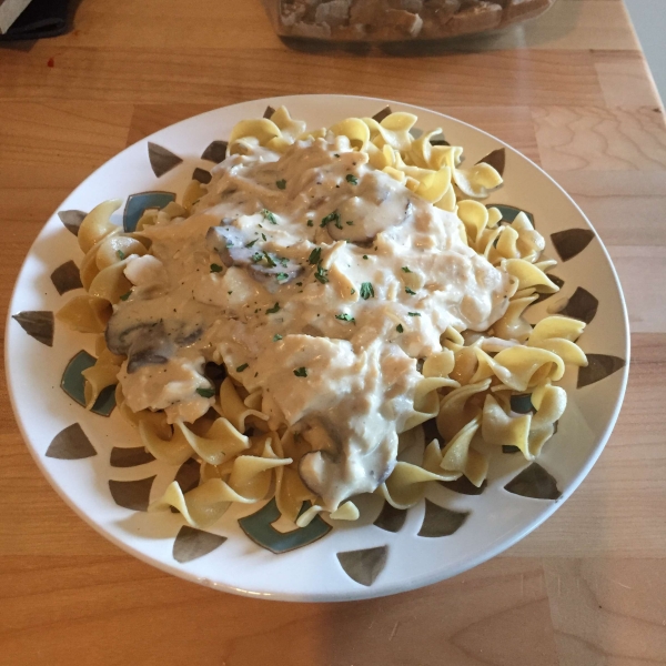 Greek Yogurt Chicken Stroganoff with Mushrooms