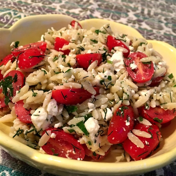 Orzo and Tomato Salad with Feta Cheese
