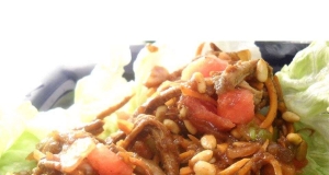 Minced Pork and Watermelon Lettuce Wraps