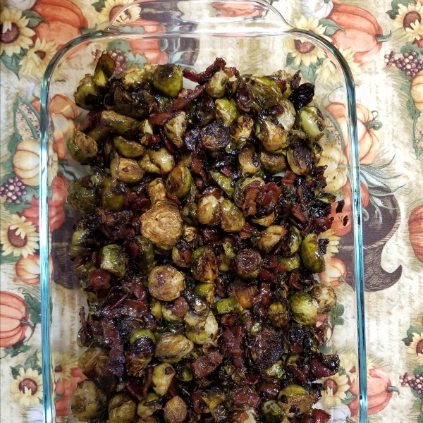 Glazed Brussels Sprouts with Bison Bacon