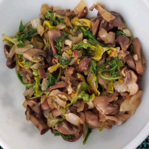 Wilted Arugula and Portobello Mushrooms