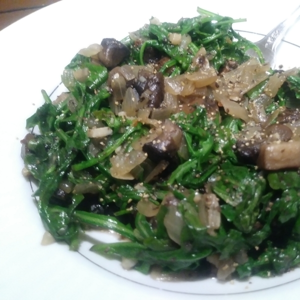 Wilted Arugula and Portobello Mushrooms