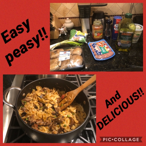 Bow-Tie Pasta with Sausage, Peas, and Mushrooms