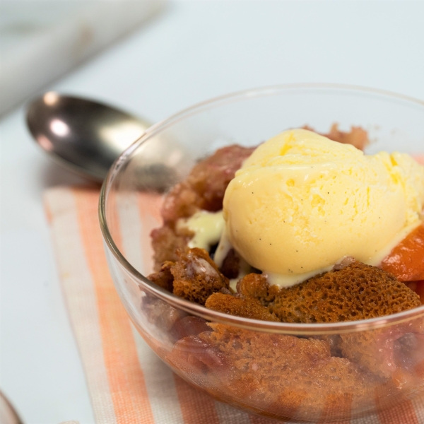 Peach Cobbler with Buttermilk Ice Cream