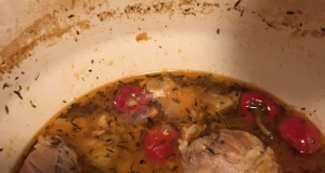 Braised Chicken and Artichoke Hearts with Lemon, Cherry Peppers and Thyme