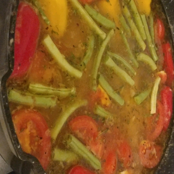 Braised Chicken and Artichoke Hearts with Lemon, Cherry Peppers and Thyme