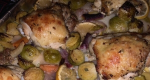 Sheet Pan Roasted Chicken Thighs with Brussels Sprouts