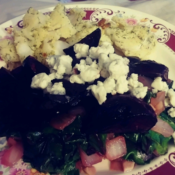 Roasted Beets and Sauteed Beet Greens