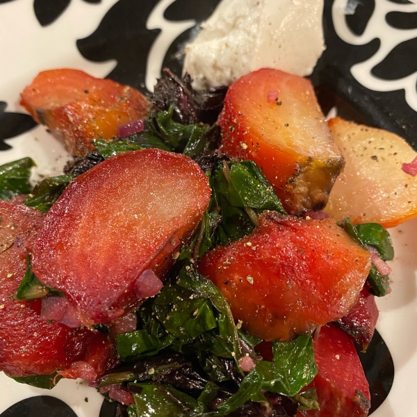 Roasted Beets and Sauteed Beet Greens