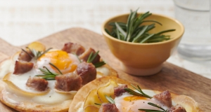 Breakfast Pizza with Sausage, Potato, and Cheese Sauce