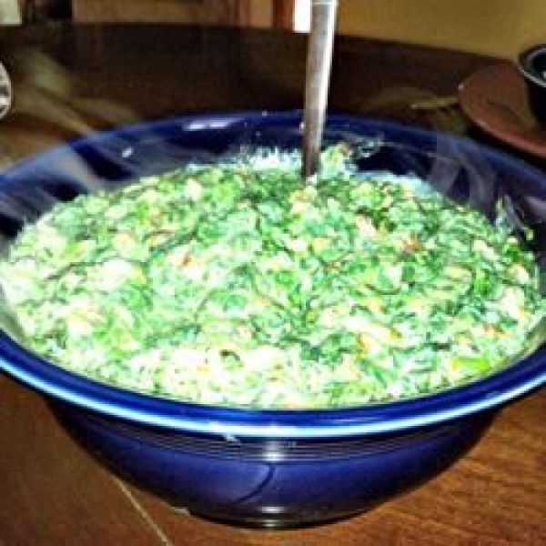 Quick and Easy Creamed Bacon Spinach