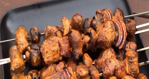 Lamb-Mushroom Kabobs with Greek Yogurt Mopping Sauce