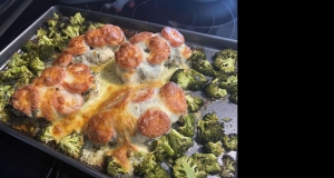 Sheet Pan Chicken with Mozzarella, Pesto, and Broccoli