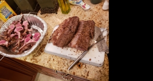 Spice-Crusted Roast Rack of Lamb with Cilantro-Mint Sauce