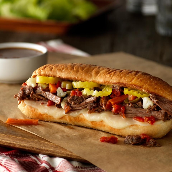 Slow Cooker Italian Beef Hoagies