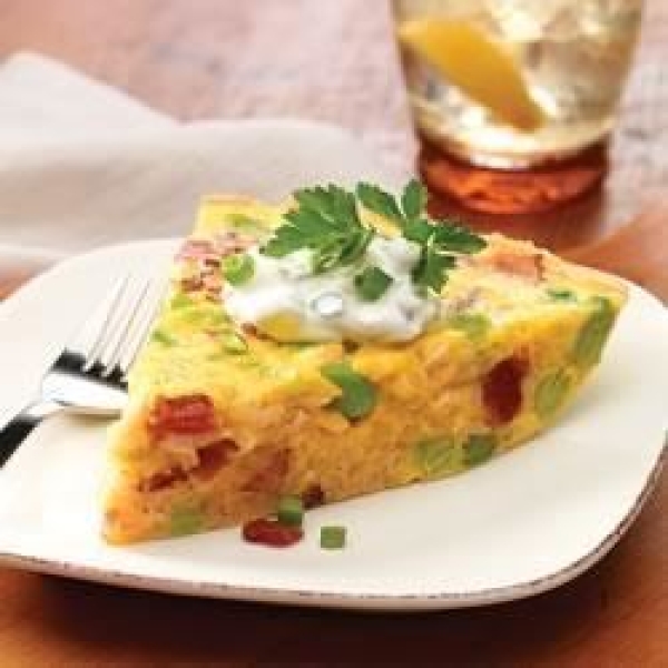 Brown Rice Frittata with Bacon and Edamame