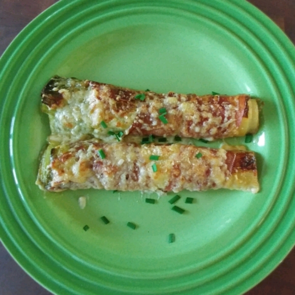 Pancetta-Wrapped Leek Gratin