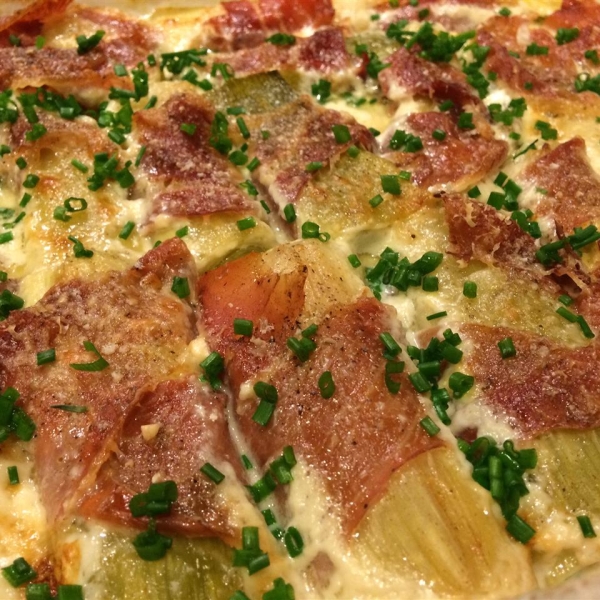 Pancetta-Wrapped Leek Gratin