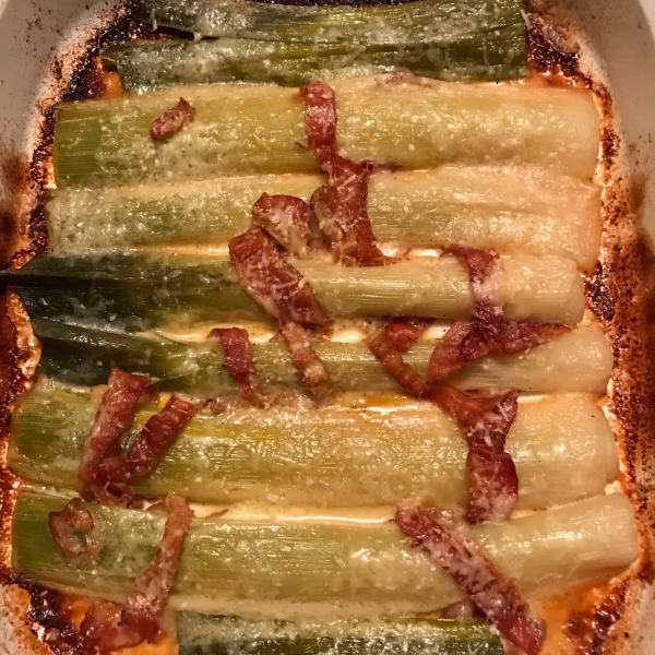 Pancetta-Wrapped Leek Gratin