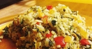 Sunny Pepper Parmesan Rice with Spinach