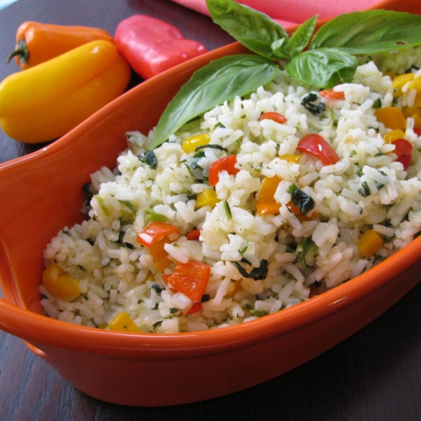 Sunny Pepper Parmesan Rice with Spinach